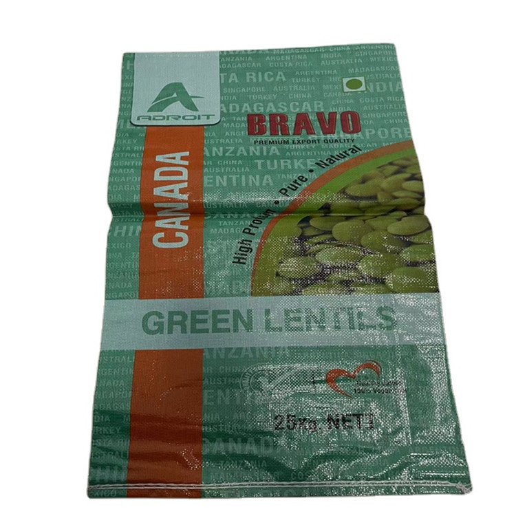 Laminated colorful stripes PP woven shopping bag with punching handles